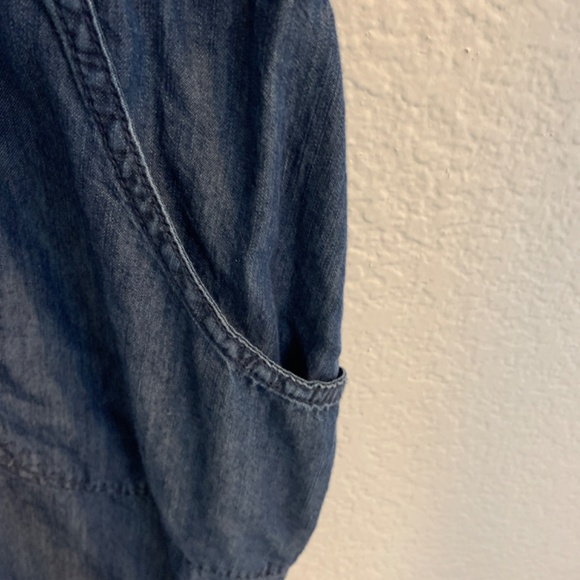 Sonoma Blue Denim Dress 3X Tie Waist Roll Tab Sleeve Button Front Cotton Blend - Picture 9 of 13